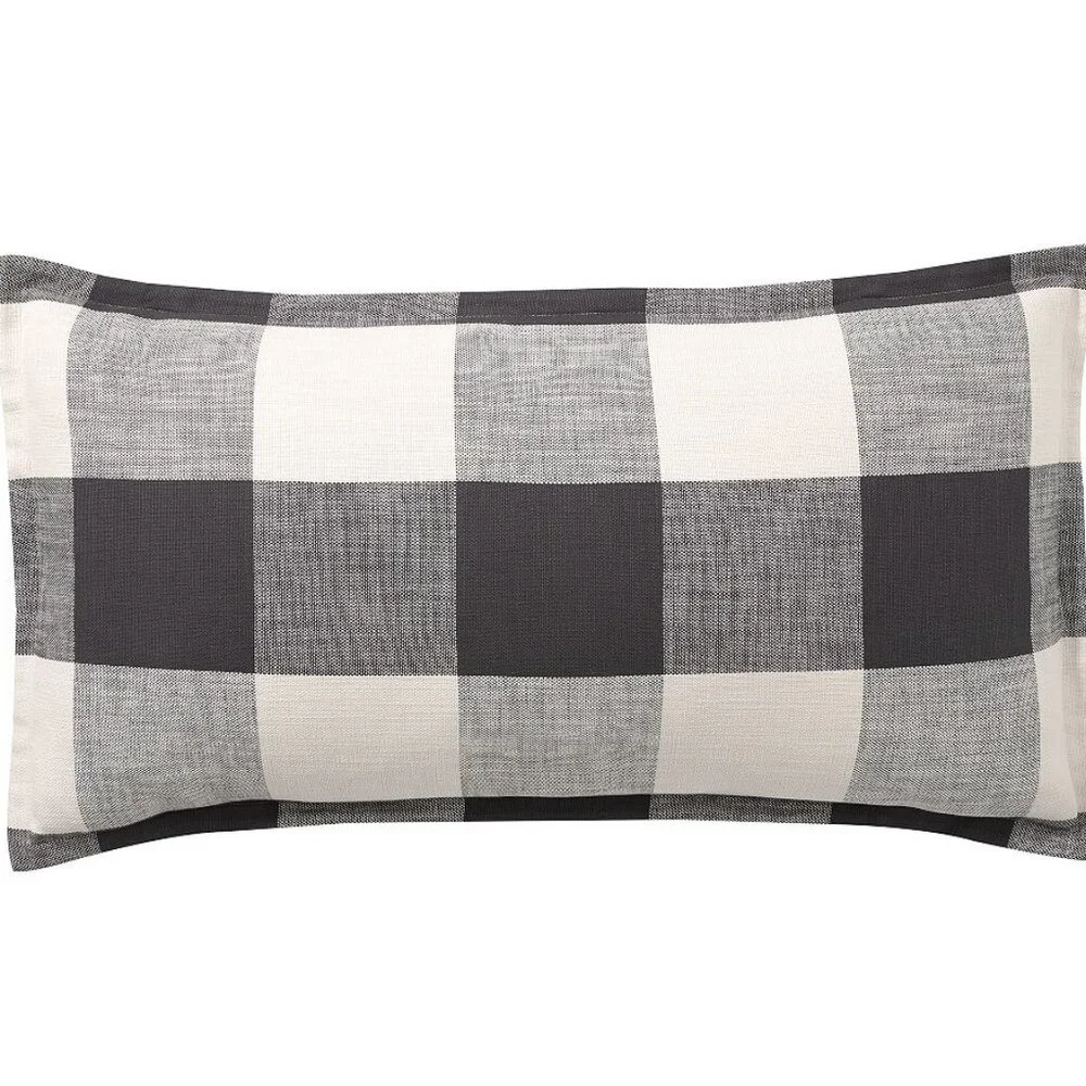 Pottery Barn Black and Cream Buffalo Check Duvet Cover